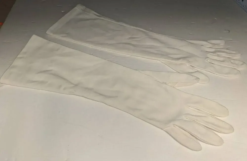 Vintage White Classic Gloves Bracelet Coat Length Formal Forearm Retro